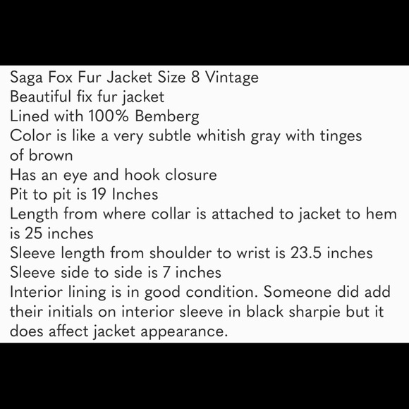 Saga Fox Fur Jacket Size 8 - Picture 7 of 7